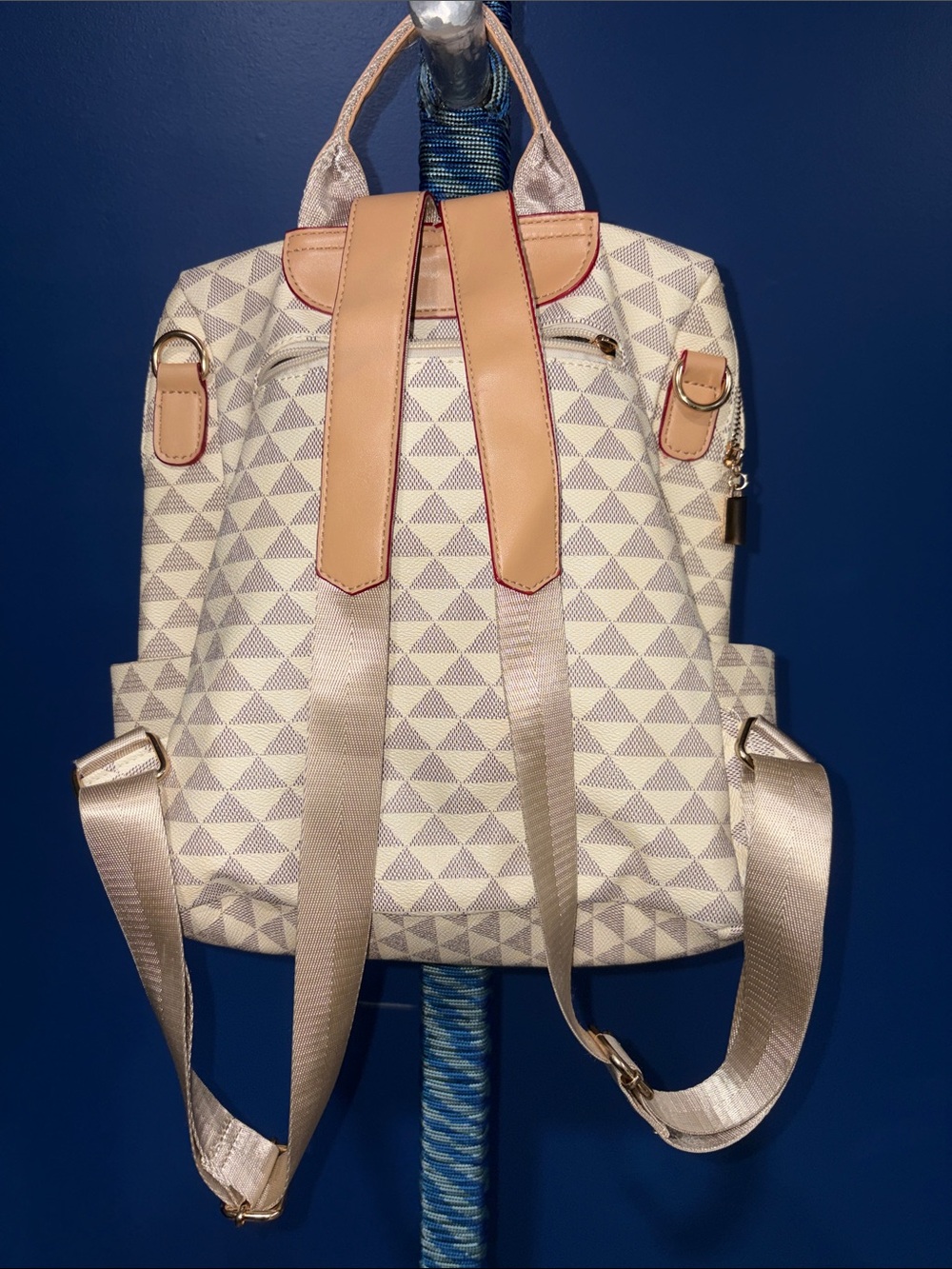 Geometric Print Cream Backpack - Picture 7 of 17